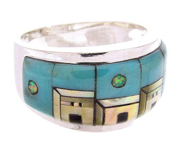 Native American Pueblo Design Multicolor Ring Size 6-3/4 JW65746